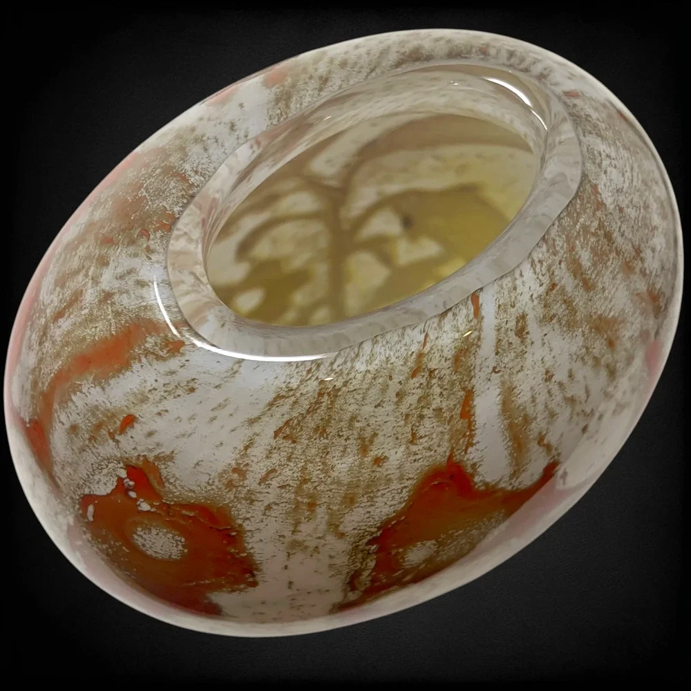 Vtg Y2K Kosta Boda Floating Flowers Vase Olle Brozén Signed Swedish Art Glass 7